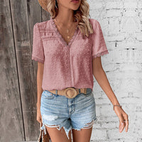 Valeria | Luftige Swiss-Dot Boho Bluse – Rosa