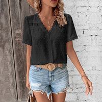 Valeria | Luftige Swiss-Dot Boho Bluse – Schwarz