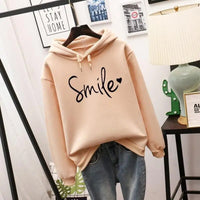 Damen Bedruckter Kapuzenpullover mit langen Ärmeln | Warme – Beige