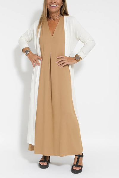 Carmela | Elegantes langes Kleid mit Strickjacke