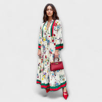 Oriana - Maxikleid mit Blumenmuster – Weiß