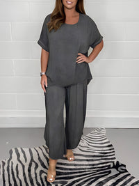 Damen Oberteil und Hose Zweiteiler Set – Grau