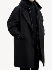 Malik - Klassischer Trenchcoat mit Kapuze – Schwarz
