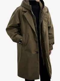 Malik - Klassischer Trenchcoat mit Kapuze – Olivgrün