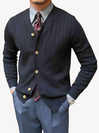 Andrew | Herren-Cardigan mit V-Ausschnitt – Schwarz