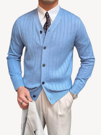 Andrew | Herren-Cardigan mit V-Ausschnitt – Blau