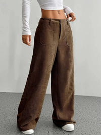Luisa | Trendige Hoch Taillierte Cordhose – Braun