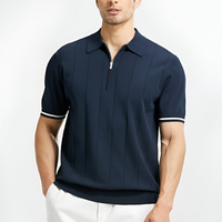 Damon | Herren Kurzarm Poloshirt | Gezippt – Marine