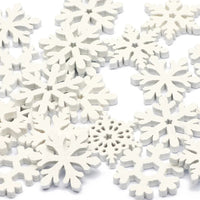CraftyWinter | Weiße Schneeflocken-Ornamente aus Holz für den Weihnachtsbaum – Weiß