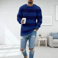 Strukturierter Strickpullover mit kräftigen Streifen für Männer – Blau
