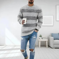 Strukturierter Strickpullover mit kräftigen Streifen für Männer – Grau