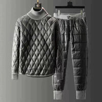 Joffreya | Trendiges 2-teiliges Winter-Set aus Thermo-Velours mit Rollkragen für Damen – Noir