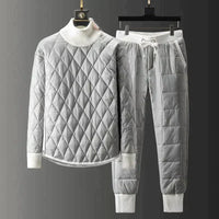 Joffreya | Trendiges 2-teiliges Winter-Set aus Thermo-Velours mit Rollkragen für Damen – Gris