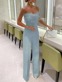 Damen Elegant Jumpsuit mit Röhrenoberteil - Figurbetont & Hochwertig – Blau