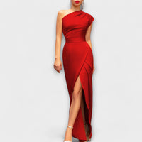 Elegantes Asymmetrisches Damen Abendkleid – Rot
