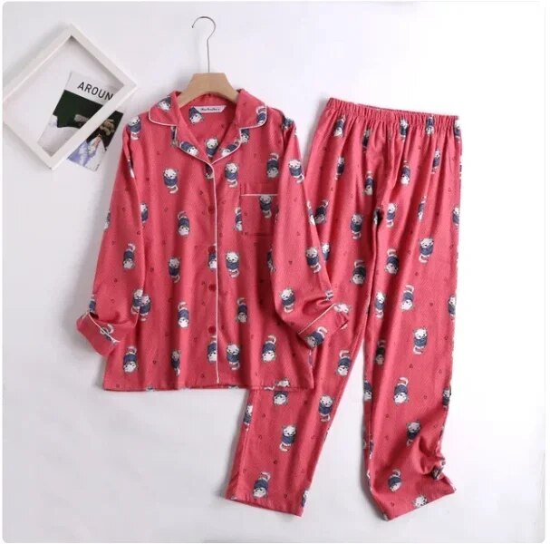 Bequemes Damen Pyjama-Set mit lebendigen Mustern | Zweiteiler