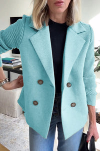 Damen Strickblazer Elegant - Leichte Business Jacke – Hellblau