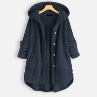 Damen Winter Wendejacke mit Kapuze - Warmes Fleece – Blau