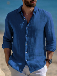 Komfortables Leinen Herren Hemd – Blau