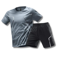 Herren Sport Set Atmungsaktiv - T-Shirt und Kurze Hose – Dunkelgrau