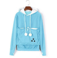Damen Kapuzenpullover mit Tiertasche - Kuschelig & Warm - 100% Baumwolle – Blau