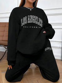 Bequemes Damen-Freizeitoutfit: Pullover und Jogginghose Set für kühle Tage – Schwarz