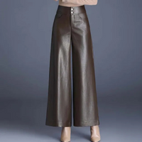 Damen Weite Lederhose in Premium Qualität – Braun