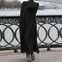 Warmes Damen Maxikleid aus Wolle und Baumwolle – Schwarz