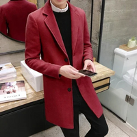 Herren Woll-Mantel Elegante Business Jacke - Büro und Freizeit – Rot