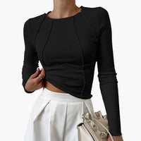 Langärmeliges Damen Basic Shirt – Schwarz
