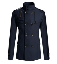 Herren Wintermantel - Eleganter Trenchcoat mit Stehkragen und Wärmeabdichtung – Dunkelblau