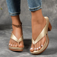 Carolin | Damen Sandalen Absatz Slip-On Elegant Komfort Sommer Modern – Gold
