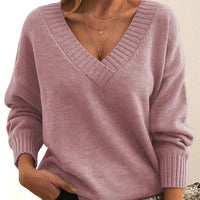 Mordane – Eleganter Langarm Pullover Mit V-Ausschnitt – Rosa