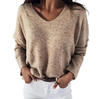 Xena - Eleganter V-Ausschnitt-Strickpullover – Apricot