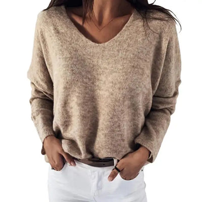 Xena - Eleganter V-Ausschnitt-Strickpullover