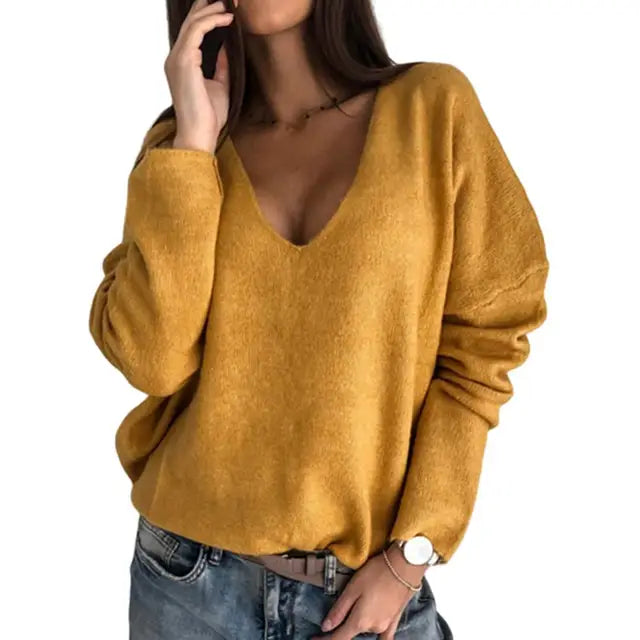 Xena - Eleganter V-Ausschnitt-Strickpullover