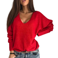 Xena - Eleganter V-Ausschnitt-Strickpullover – Rot