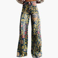 Damen Bedruckte Hose mit weitem Bein – Dunkelblau