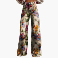 Damen Bedruckte Hose mit weitem Bein – Blumen