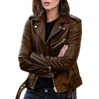 Damen Bikerjacke mit Reißverschluss – Braun