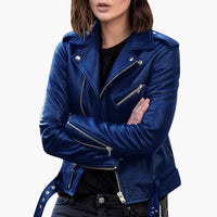 Damen Bikerjacke mit Reißverschluss – Dunkelblau