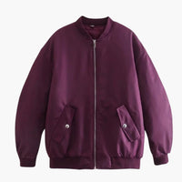 Damen Bomberjacke mit Reißverschluss und Fronttaschen – Lila