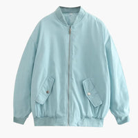 Damen Bomberjacke mit Reißverschluss und Fronttaschen – Himmelblau