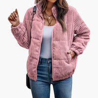 Damen Cordjacke mit Seitentaschen – Rosa