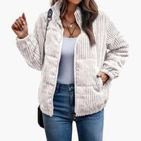 Damen Cordjacke mit Seitentaschen – Weiß