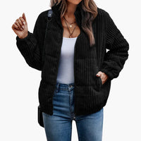 Damen Cordjacke mit Seitentaschen – Schwarz