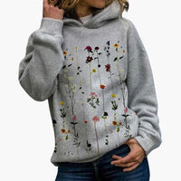 Damen Hoodie mit Blumenmuster – Grau