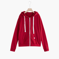 Damen Hoodie mit Frontreißverschluss und Kängurutasche – Rot