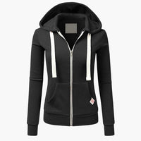 Damen Hoodie mit Frontreißverschluss und Kängurutasche – Schwarz