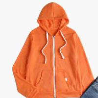Damen Hoodie mit Frontreißverschluss und Kängurutasche – Orange